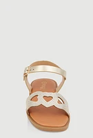 Womens Girls Rhinestone Heart Cut Out Band Sandals,