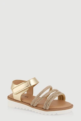Womens Toddler Girls Embellished Strappy Sandals, Gold, Size 8