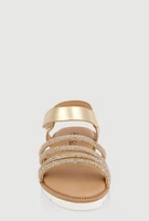 Womens Toddler Girls Embellished Strappy Sandals, Gold, Size 8
