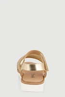 Womens Toddler Girls Embellished Strappy Sandals, Gold, Size 8