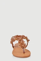 Womens Girls Flower Ankle Strap Thong Sandals,