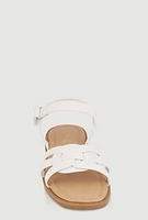 Womens Girls Woven Band Velcro Strap Sandals, White, Size 2