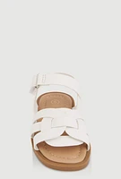 Womens Toddler Girls Woven Band Velcro Strap Sandals, White, Size 9