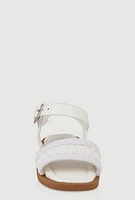 Womens Toddler Girls Braided Band Buckle Strap Sandals, White, Size 10