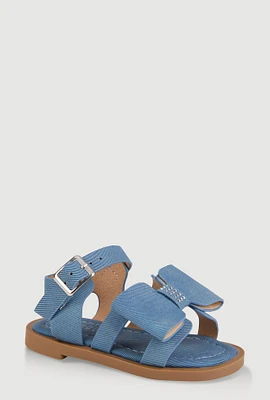 Womens Toddler Girls Bow Band Buckle Strap Sandals, Blue, Size 7