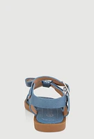 Womens Toddler Girls Bow Band Buckle Strap Sandals, Blue, Size 7