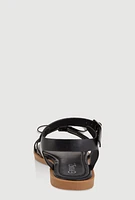 Womens Girls Faux Leather Bow Band Ankle Strap Sandals,