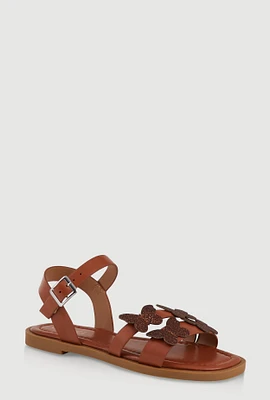 Womens Girls Glitter Butterfly Sandals, Brown, Size 13