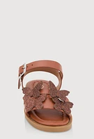 Womens Toddler Girls Glitter Butterfly Buckle Strap Sandals, Brown, Size 6