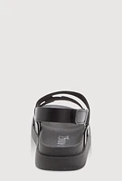 Womens Girls Faux Leather H Band Velcro Strap Footbed Sandals,