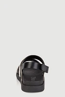 Womens Girls Rhinestone H Band Velcro Strap Sandals,