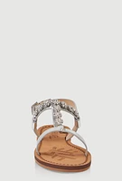 Womens Girls Flower Embellished Rhinestone Sandals,