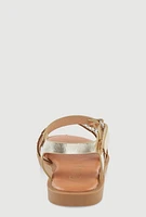 Womens Toddler Girls Rhinestone Butterfly Ankle Strap Sandals, Gold, Size 5