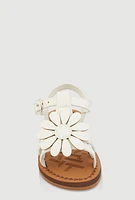 Womens Toddler Girls Flower Band Buckle Strap Sandals, White, Size 7