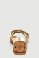 Womens Toddler Girls Flower Band Buckle Strap Sandals, Gold, Size 10