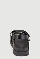 Womens Girls Rhinestone Double Velcro Strap Sandals, Black, Size 2