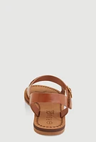 Womens Girls Flower Cut Out Band Sandals, Brown,