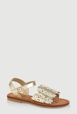 Womens Girls Flower Cut Out Band Sandals, 11