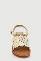 Womens Girls Flower Cut Out Band Sandals, 11