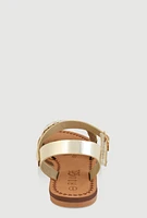 Womens Girls Flower Cut Out Band Sandals, 11