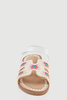 Womens Girls Crochet Band Velcro Ankle Strap Sandals, Multi, Size 1