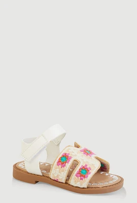 Womens Toddler Girls Boho H Band Velcro Strap Sandals, Multi, Size 8