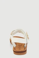 Womens Toddler Girls Flower Studded Velcro Strap Sandals, White, Size 5