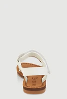 Womens Toddler Girls Eyelet Rhinestone Band Velcro Strap Sandals, White, Size 7