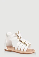 Womens Toddler Girls Butterfly Zip Back Gladiator Sandals, White, Size 9