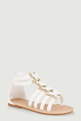 Womens Girls Butterfly Zip Back Gladiator Sandals, White,
