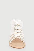 Womens Girls Butterfly Zip Back Gladiator Sandals, White,