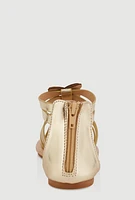 Womens Girls Butterfly Zip Back Gladiator Sandals, Gold, Size 12