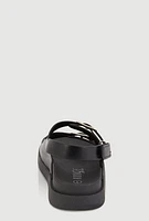 Womens Girls Double Buckle Band Footbed Sandals,