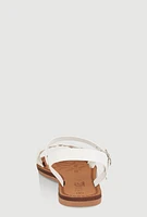Womens Girls Braided Band Buckle Strap Sandals, White, Size 4