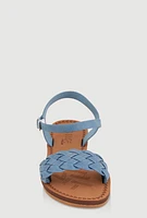Womens Girls Braided Band Buckle Strap Sandals, Blue, Size 4
