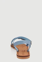 Womens Girls Braided Band Buckle Strap Sandals, Blue, Size 4