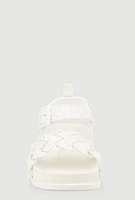 Womens Toddler Girls Glitter Braided Band Velcro Strap Sandals, White, Size 5
