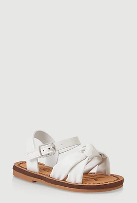 Womens Toddler Girls Knot Band Ankle Velcro Strap Sandals, White, Size 9