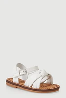 Womens Toddler Girls Knot Band Ankle Velcro Strap Sandals, White, Size 9