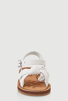Womens Toddler Girls Knot Band Ankle Velcro Strap Sandals, White, Size 9