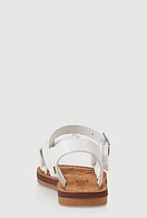 Womens Toddler Girls Knot Band Ankle Velcro Strap Sandals, White, Size 9