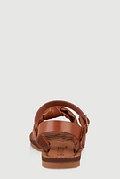 Womens Toddler Girls Knot Band Ankle Velcro Strap Sandals, Brown, Size 7