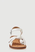 Womens Girls Knot Band Ankle Strap Sandals, White, Size 12