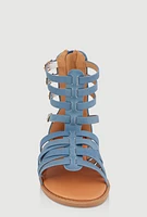 Womens Girls Buckle Strap Zip Back Gladiator Sandals,