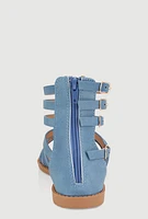 Womens Girls Buckle Strap Zip Back Gladiator Sandals,