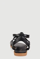 Womens Girls Double Buckle Gladiator Sandals, Black, Size 12