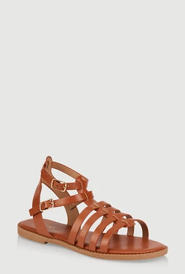 Womens Girls Double Buckle Gladiator Sandals,