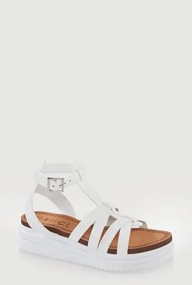 Womens Girls Platform Fisherman Sandals, White, Size 12