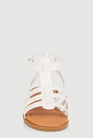 Womens Girls Velcro Strap Glitter Gladiator Sandals, White, Size 11