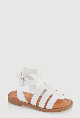 Womens Toddler Girls Velcro Strap Fisherman Sandals, White,